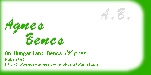 agnes bencs business card